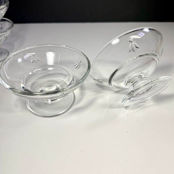 La Rochere Napoleon Bee Clear Glass Footed Dessert Bowls Sherbet Elegant Set/6 - Picture 2 of 11